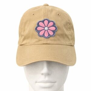 Life is Good Tan Cap with Pink Flower